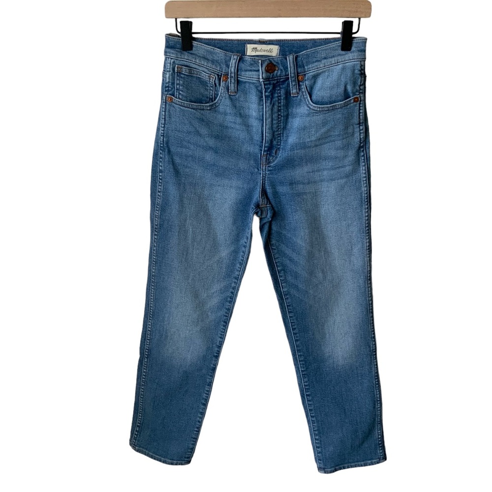 MADEWELL Stovepipe Jeans Straight Leg Mid-Rise Cropped Blue Size 26 - Picture 3 of 15